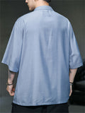 Men's Retro Cool Comfy Hanzi Loong Embroidery Button Up Shirt