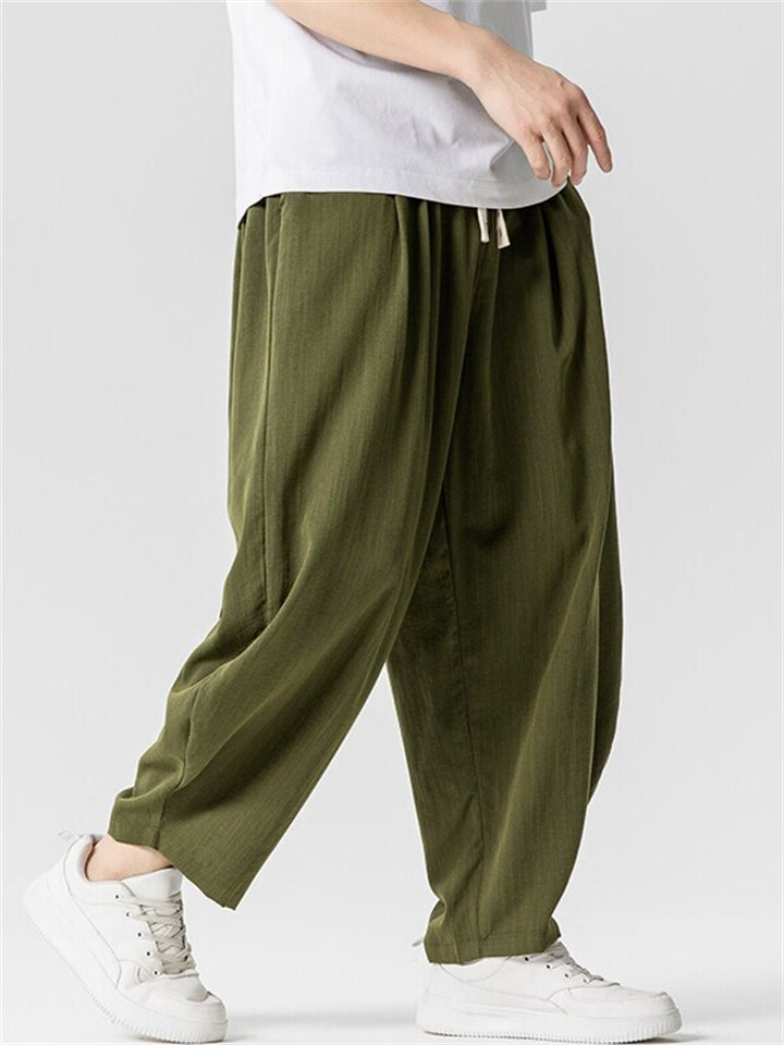 Men's Retro Summer Solid Color Scimitar Cropped Pants