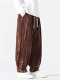 Men's Comfy Autumn Velvet Wrinkled Elastic Waist Drawstring Pants