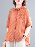 Women's Retro Casual Floral Print Short Sleeve Shirts