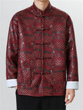 Men's Chinese Style Brocade Jacket with Embroidered Patterns and Frog Buttons