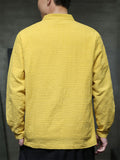 Men Chinese Style Linen Cotton Stand Collar Long Sleeve Shirts