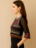Women's Ethnic Style Embroidery Patchwork Vest with Fringe