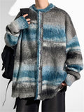 Men's Autumn Contrast Color Lazy Style Loose Cardigan Sweater
