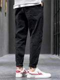 Men's Cotton Drawstring Casual Loose Fit Tapered Leg Cargo Pants