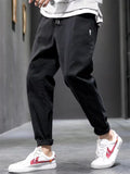 Men's Cotton Drawstring Casual Loose Fit Tapered Leg Cargo Pants