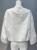 Women's Fashion White Jacquard Frog Button Jacket