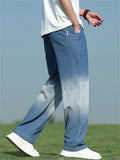 Men's Summer Cool Blue Gradient Straight Jeans