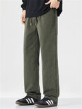 ‌Men's Loose Fit Thermal Lined Casual Workwear Straight Pants for Autumn Winter