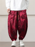Male Loong Graphic Ankle-tied Ice Silk Lantern Pants