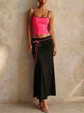 Women 2 Piece Summer Color Blocking Cami and Maxi Skirt Set