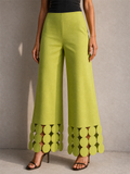 Womens High Waisted Wide Leg Pants with Circular Hem