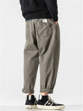 Men's Korean Style Simple Casual Solid Color Straight Leg Cargo Pants