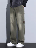 Men's Spring Autumn Mid Waist Loose Straight Casual Pants