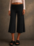 Women Foldover Waist Wide Leg Lounge Capri Yoga Pants