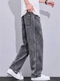 Men's Loose Straight Leg Lightweight Ice Silk Casual Jeans for Summer