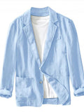 Men's Casual Solid Color Cotton Suit Collar Jacket