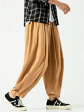 Casual Wide Leg Drawstring Cropped Pants for Men