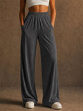 Womens High Waisted Pockets Wide Leg Lounge Pants