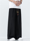 Men's Summer Cool Casual Solid Color Wrinkled Drape Wide Leg Pants