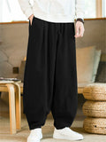 Men's Chinese Style Linen Blend Loose Fit Casual Bloomer Pants