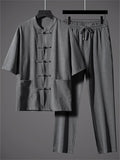 Men's Comfy Simple Chinese Style Summer Short Sleeve Tangsuit Outfits