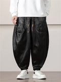 Male Loong Graphic Ankle-tied Ice Silk Lantern Pants