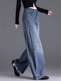 Women's Vintage High Waist Chic Baggy Wide Leg Denim Scimitar Pants