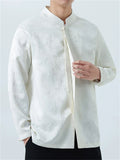 Men's Autumn Vintage Jacquard Stand Collar Long Sleeve Shirts