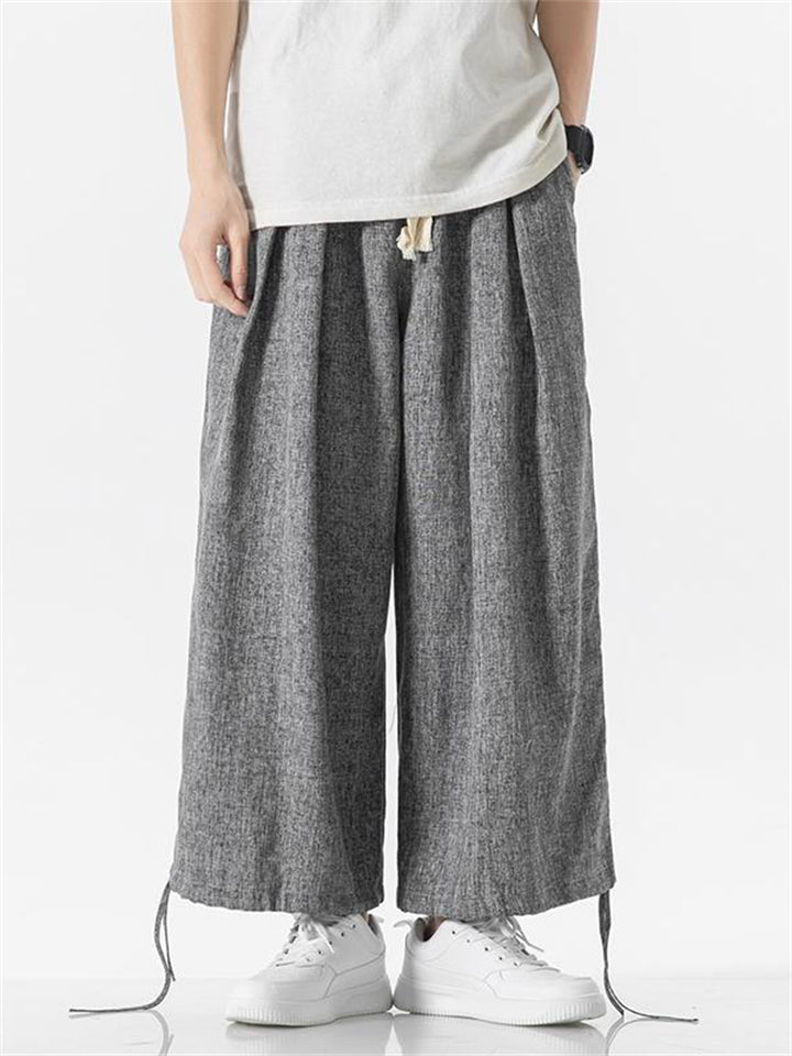 Male Stylish Lightweight Cotton Linen Summer Drawstring Pants