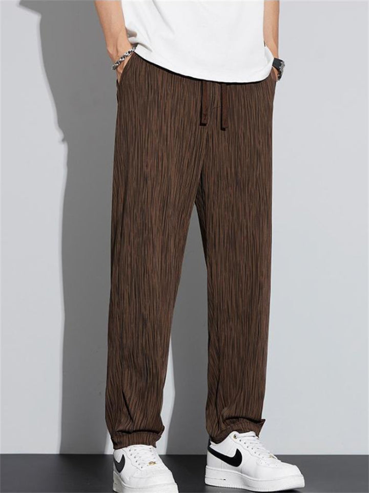 Men's Trendy Summer Stripe Ice Silk Loose Fit Cuffed Harem Pants
