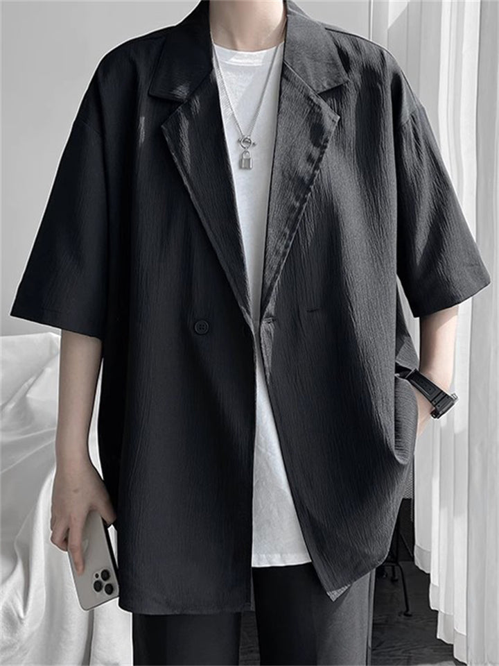 Summer Casual Men's Short Sleeve Loose Suit Jacket