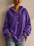 Womens Velvet Ruffle Cuff Oversized Hoodie Sweatshirt