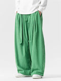 Men's Simple Japanese Style Corduroy Wide Leg Pants with Belt