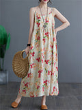 Women's Simple Flowers Print Strap Maxi Dress
