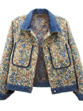 Women's Vintage Autumn Floral Jacquard Patchwork Lapel Jackets