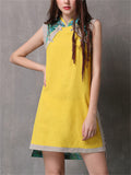 Women's Cute Linen Qipao Dress