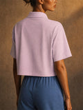Women Short Sleeve Cropped Polo Shirt Casual Top