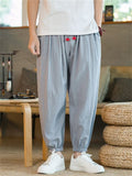 Men's Casual Breathable Linen Blend Loose Cuffed Cropped Pants