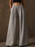 Women's Stylish High Waist Pleated Wide Leg Palazzo Office Pants