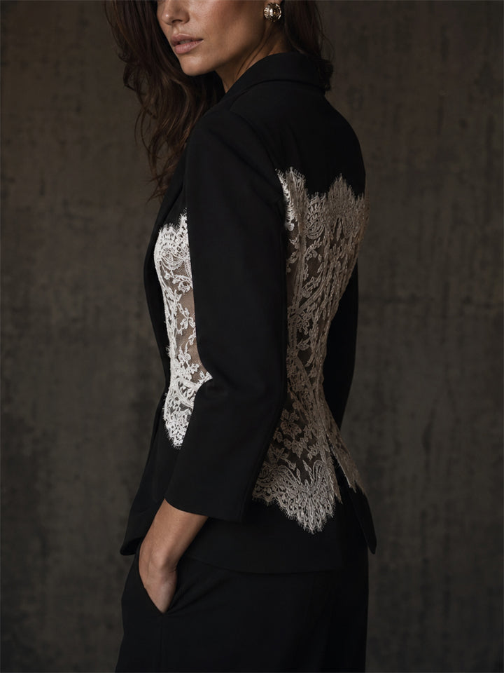 Women's Trendy Sexy Lace Patchwork Corset Bodycon Blazer