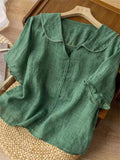Women's Summer Solid Color Peter Pan Collar Shirts