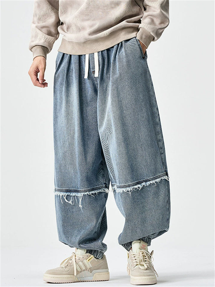 Men's Autumn Japanese Style Vintage Loose Harem Wide Leg Baggy Jeans