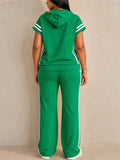 Womens Striped Sporty Hoodie Pants Matching Outfits