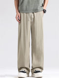 Men's Summer Elastic Waist Drape Wide Leg Straight Pants