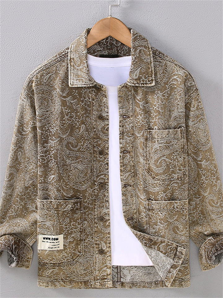 Japanese Style Retro Cotton Lapel Pockets Jacket for Men