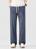 Men's Comfy Breathable Drawstring Drape Straight Leg Denim Pants