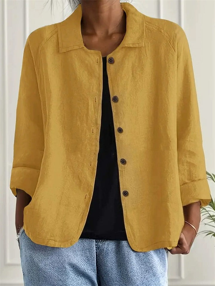 Women's Casual Solid Color Single Breasted Lapel Cardigan Shirts