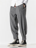 Men's Stylish Striped Drawstring Thickened Woolen Casual Pants