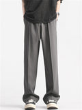 ‌Simple Comfy Spring Drawstring Loose Wide Leg Casual Pants for Men‌